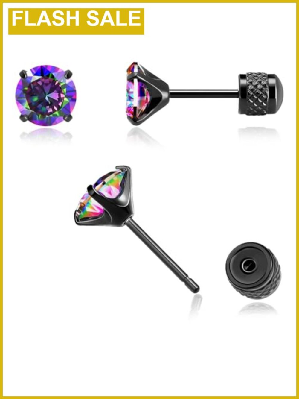 Threadless Flat Back Earrings, Hypoallergenic Titanium Post, 20G, Cartilage